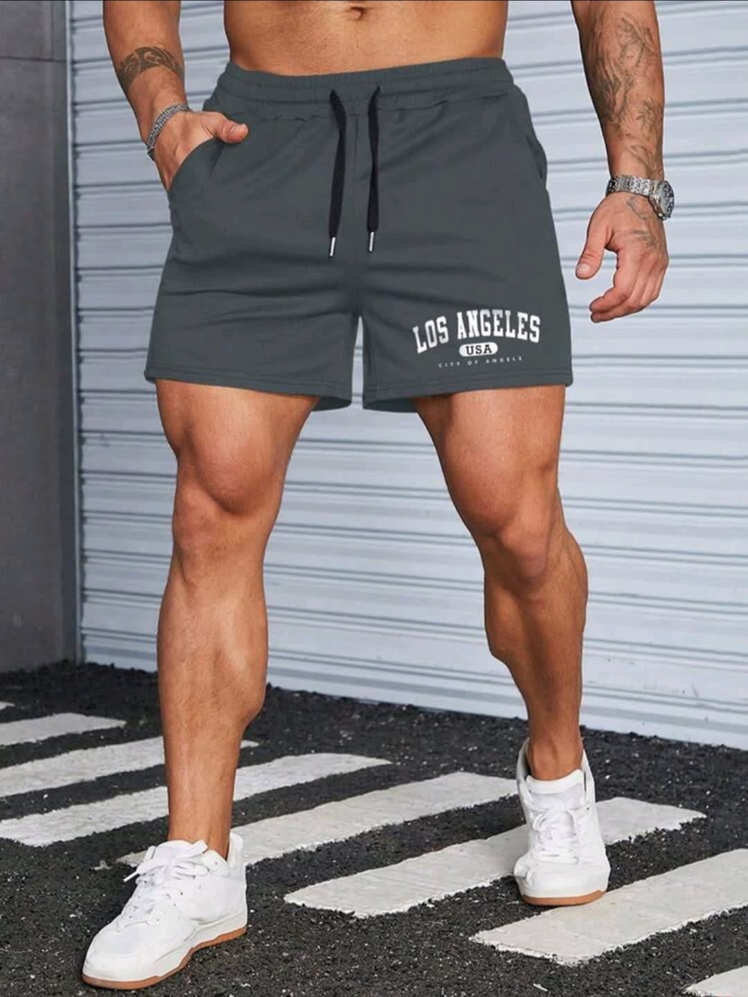 Shorts gris con estampado LOS ANGELES