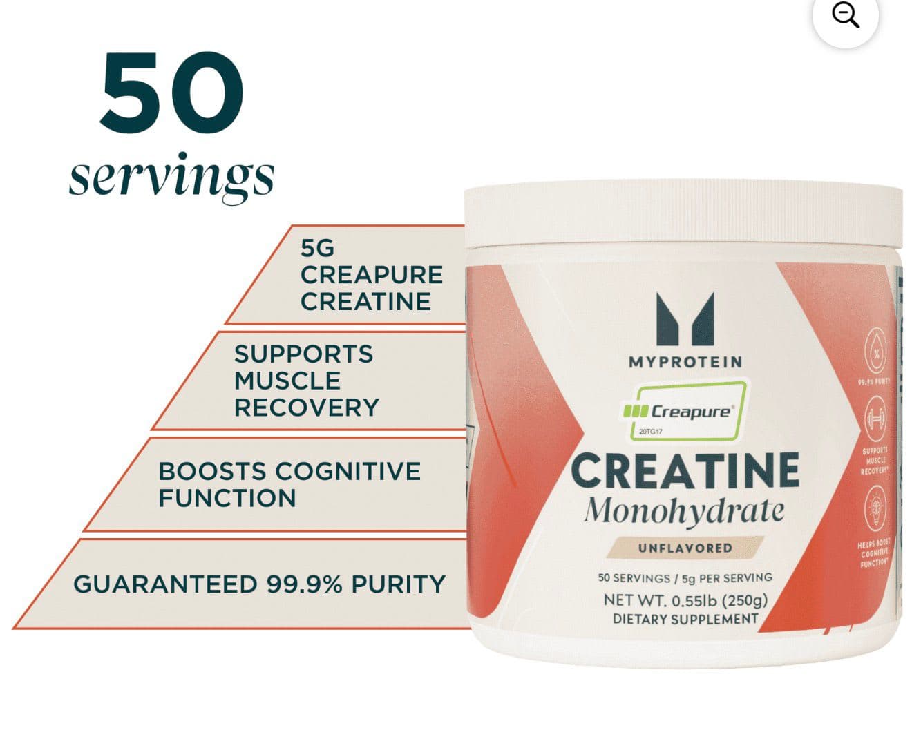 Creatina Monohidratada MYPROTEIN 50 servicios